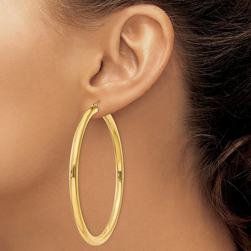 Curata 10k Yellow Gold 65x4mm Polished Extra Large Classic Tube Hoop Earrings sold by Zulily product image thumbnail 4