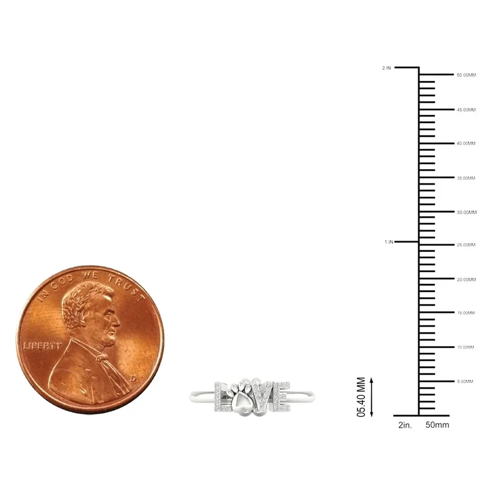 1/10ct TDW Diamond LOVE Ring in Sterling Silver by De Couer sold by Zulily product image thumbnail 5