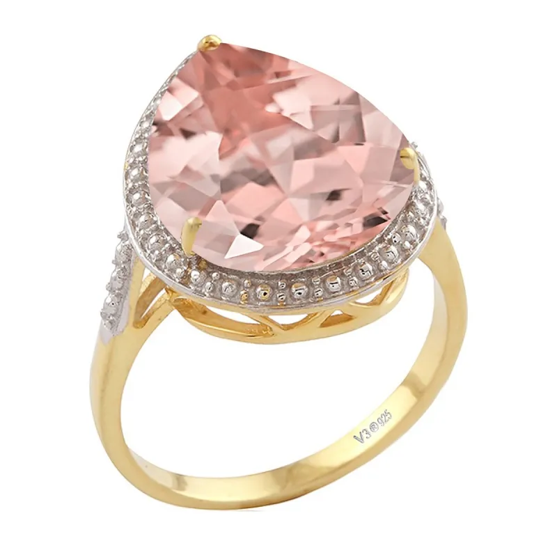 Morganite 18k Gold-Plated Teardrop Solitaire Ring sold by Zulily
