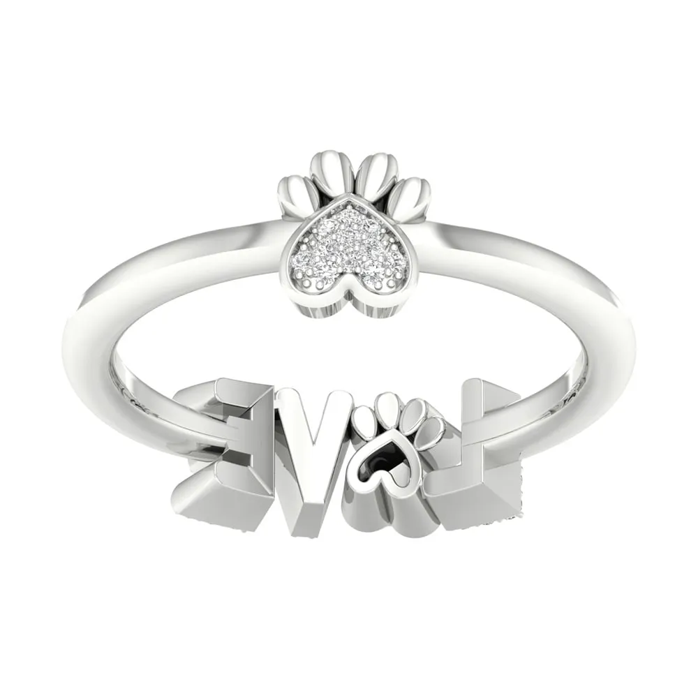 1/10ct TDW Diamond LOVE Ring in Sterling Silver by De Couer sold by Zulily product image thumbnail 3
