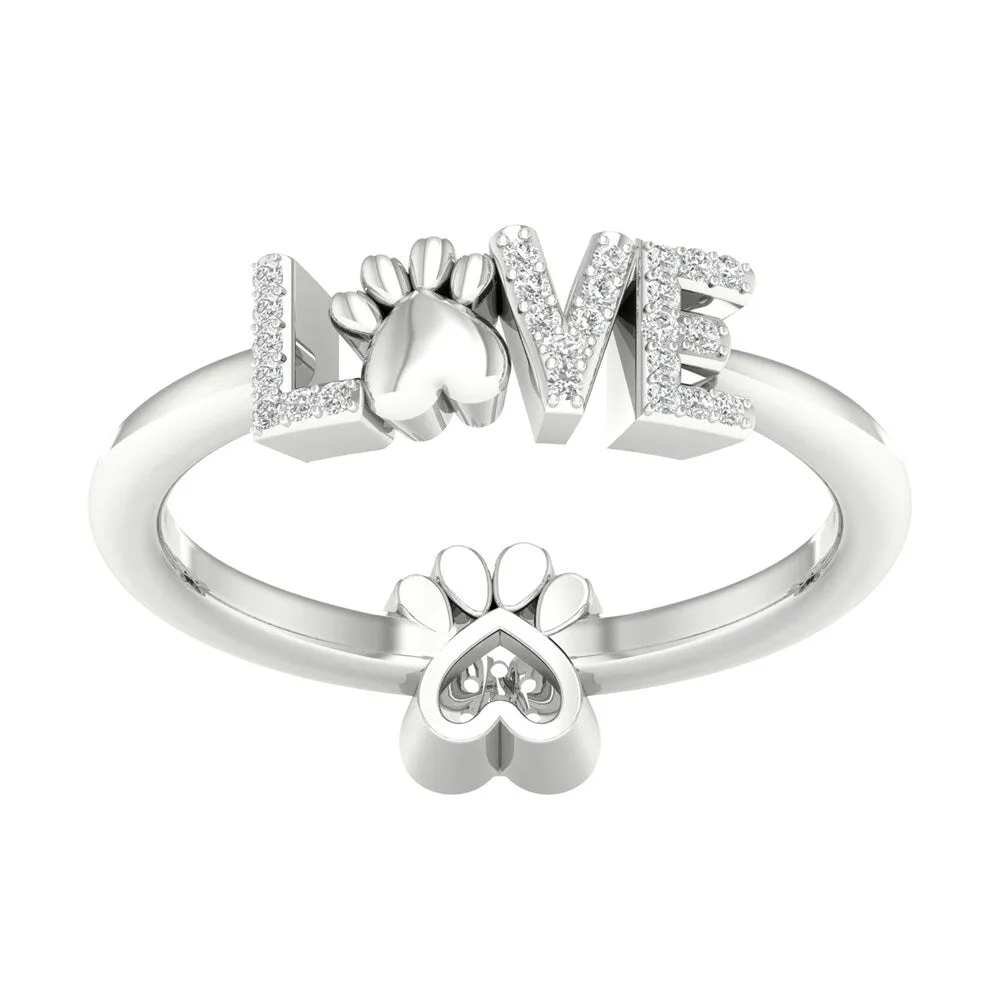 1/10ct TDW Diamond LOVE Ring in Sterling Silver by De Couer sold by Zulily product image thumbnail 2