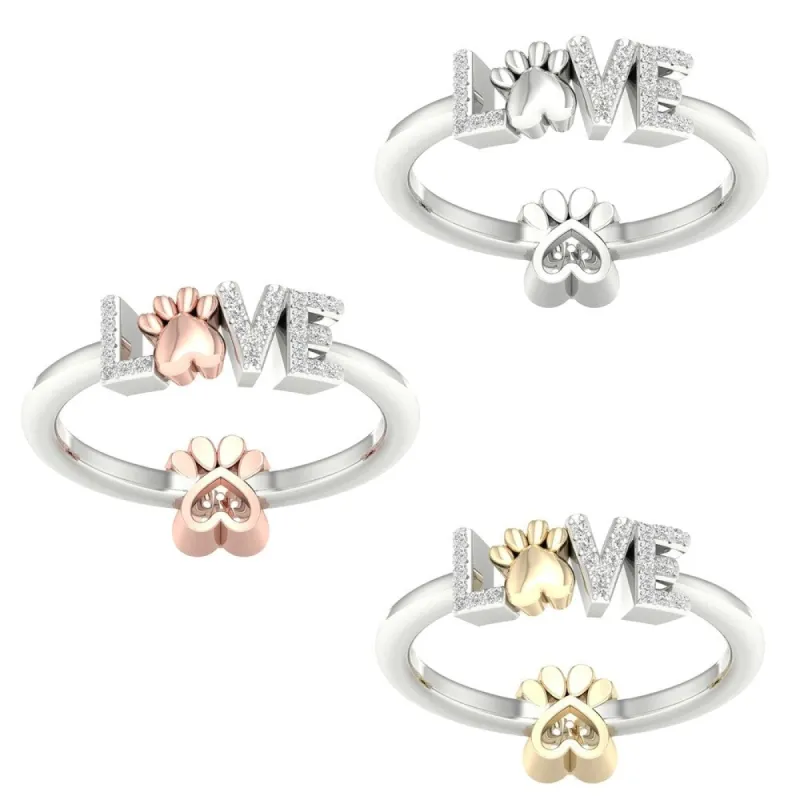 1/10ct TDW Diamond LOVE Ring in Sterling Silver by De Couer sold by Zulily