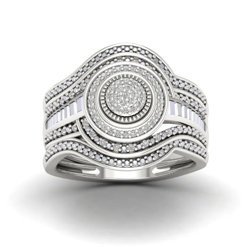 De Couer 1/5ct TDW Diamond Cluster Halo Bridal Set in Silver sold by Zulily