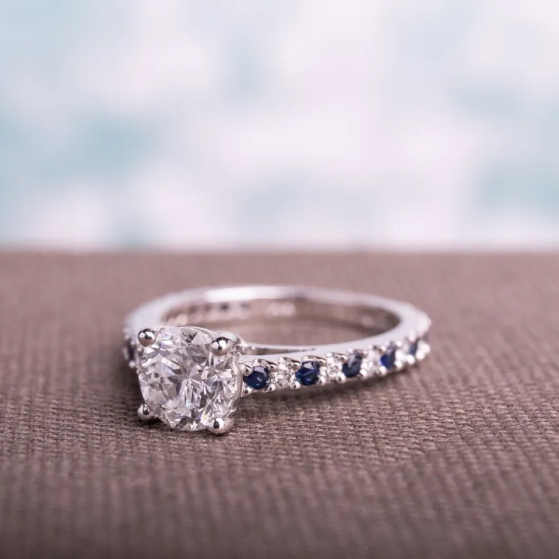 Miadora Signature Collection 14k White Gold Sapphire and 1 1/5ct TDW Diamond Engagement Ring sold by Zulily