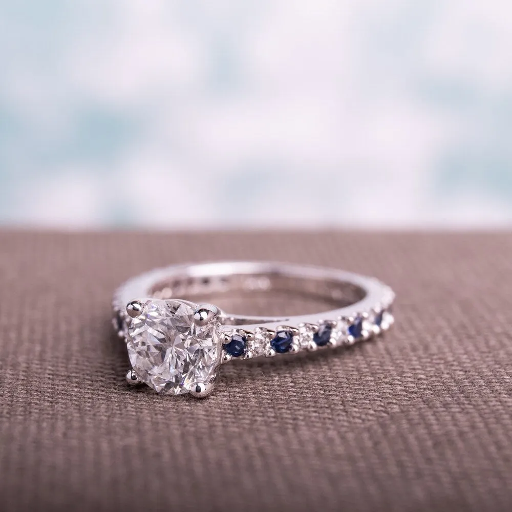 Miadora Signature Collection 14k White Gold Sapphire and 1 1/5ct TDW Diamond Engagement Ring sold by Zulily