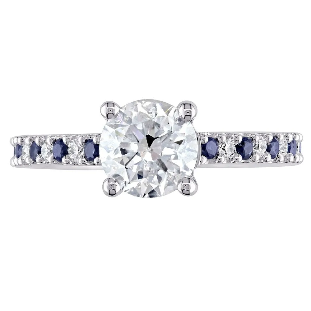 Miadora Signature Collection 14k White Gold Sapphire and 1 1/5ct TDW Diamond Engagement Ring sold by Zulily product image thumbnail 3