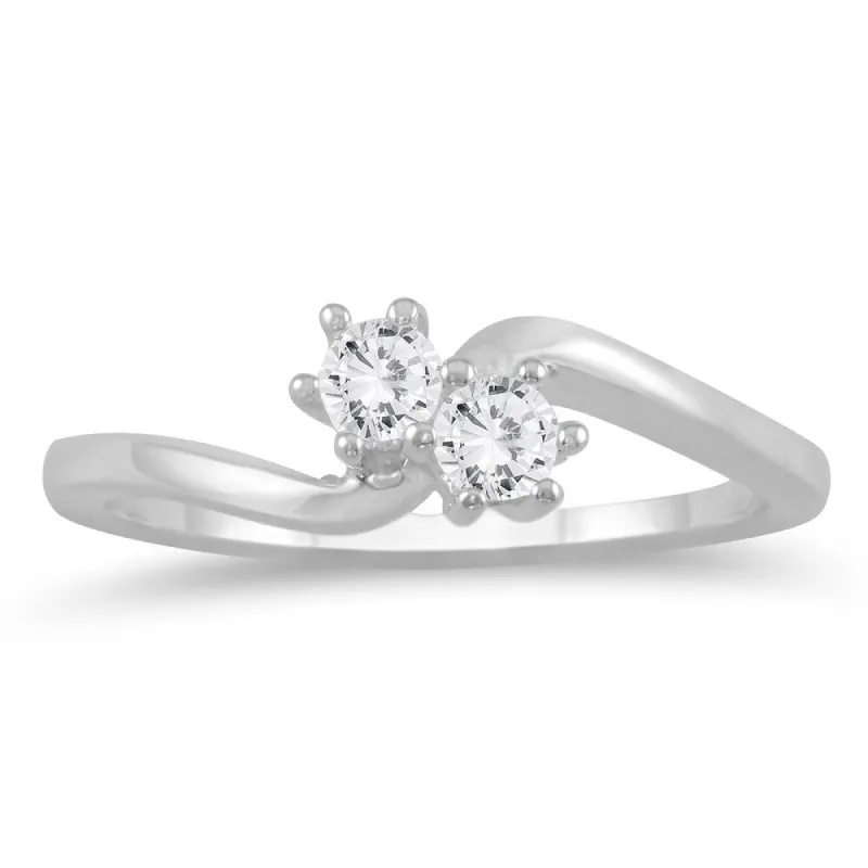1/4 Carat TW Two Stone Diamond Ring in 10K White Gold sold by Zulily