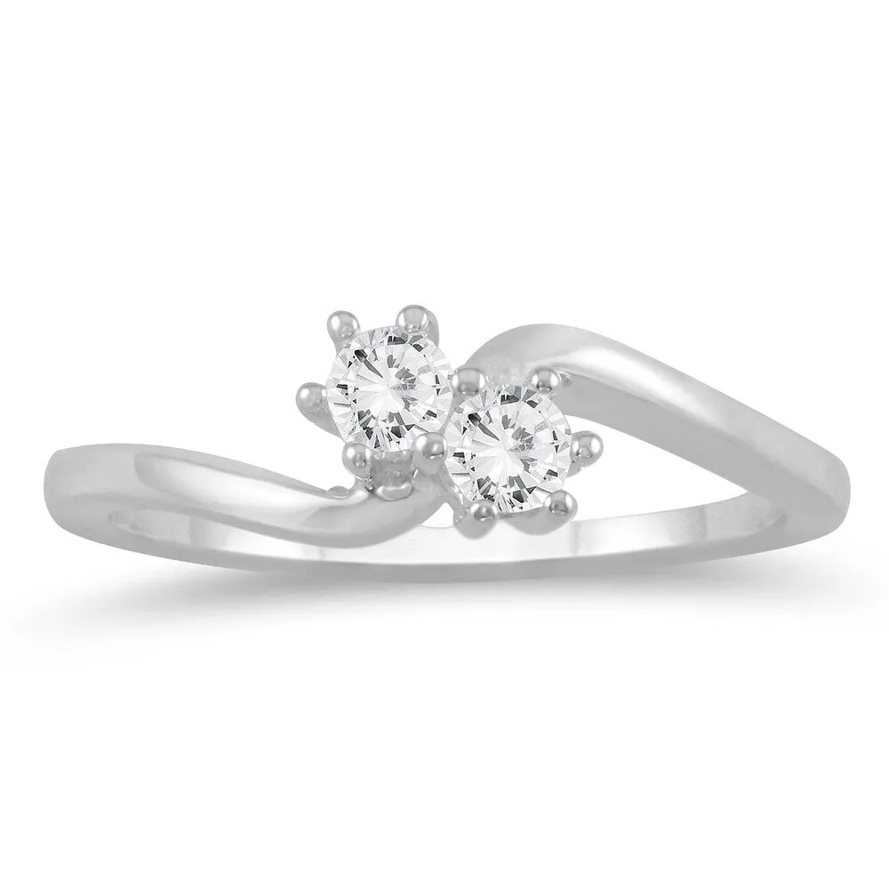 1/4 Carat TW Two Stone Diamond Ring in 10K White Gold sold by Zulily
