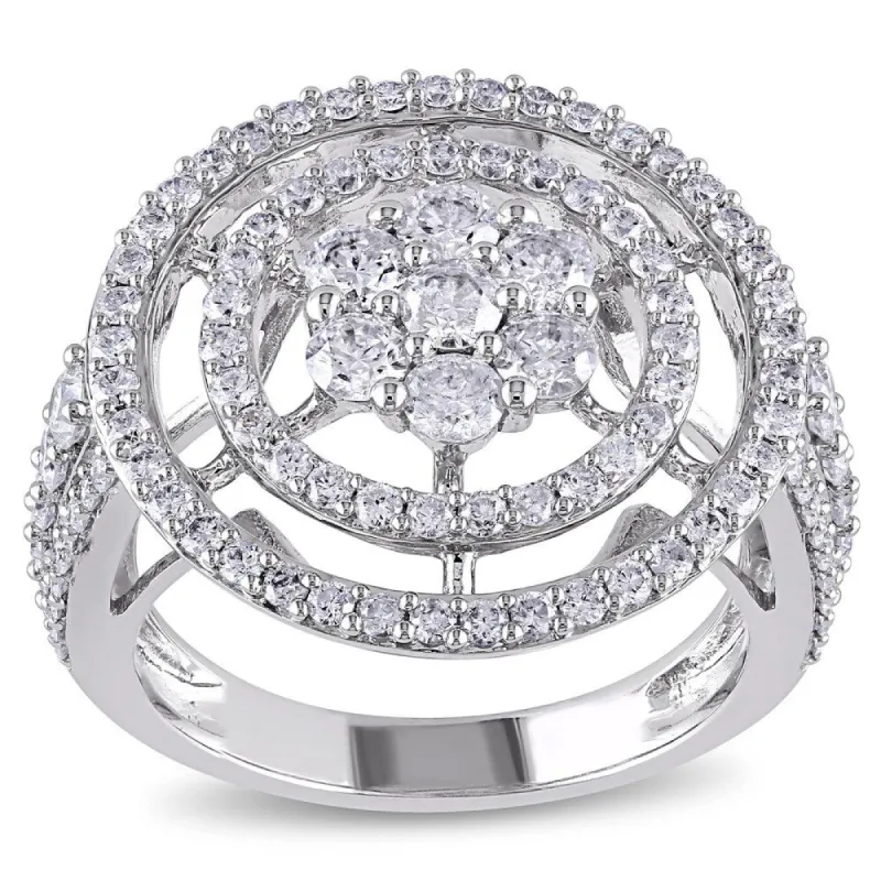 Miadora 14k White Gold 2ct TDW Clustered Circle Halo Diamond Engagement Ring sold by Zulily