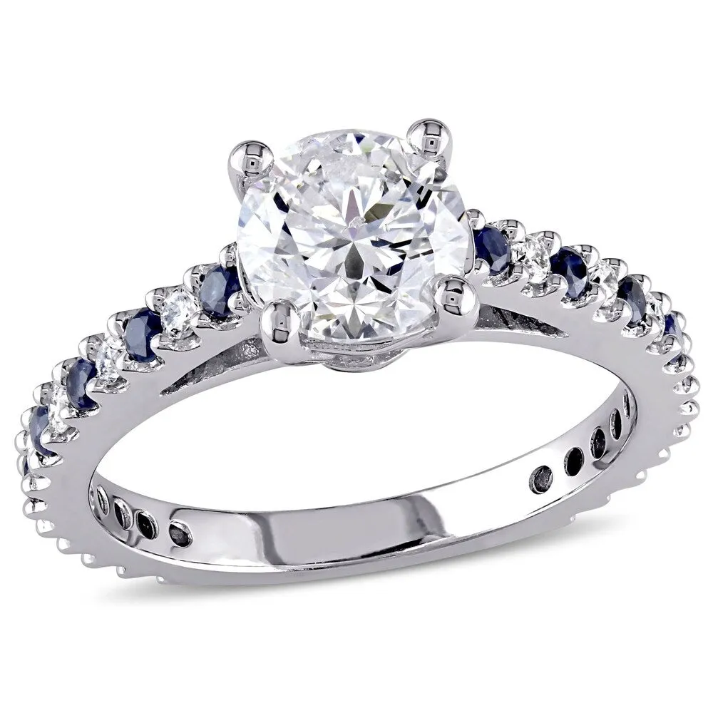 Miadora Signature Collection 14k White Gold Sapphire and 1 1/5ct TDW Diamond Engagement Ring sold by Zulily product image thumbnail 2