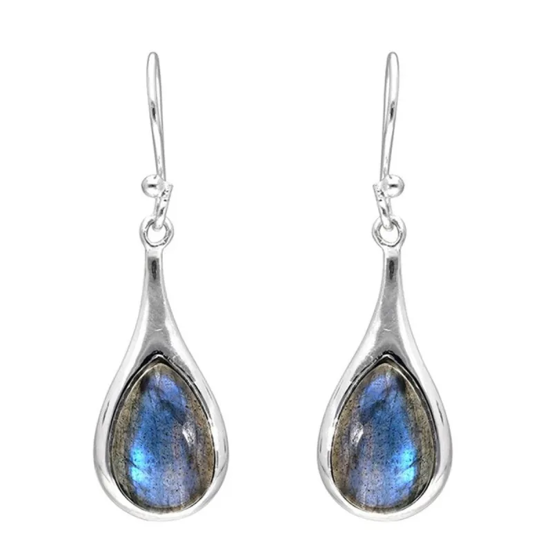 Sterling Silver Labradorite Pear Shape Dangle Drop Earrings - 1.4 x 4 sold by Zulily