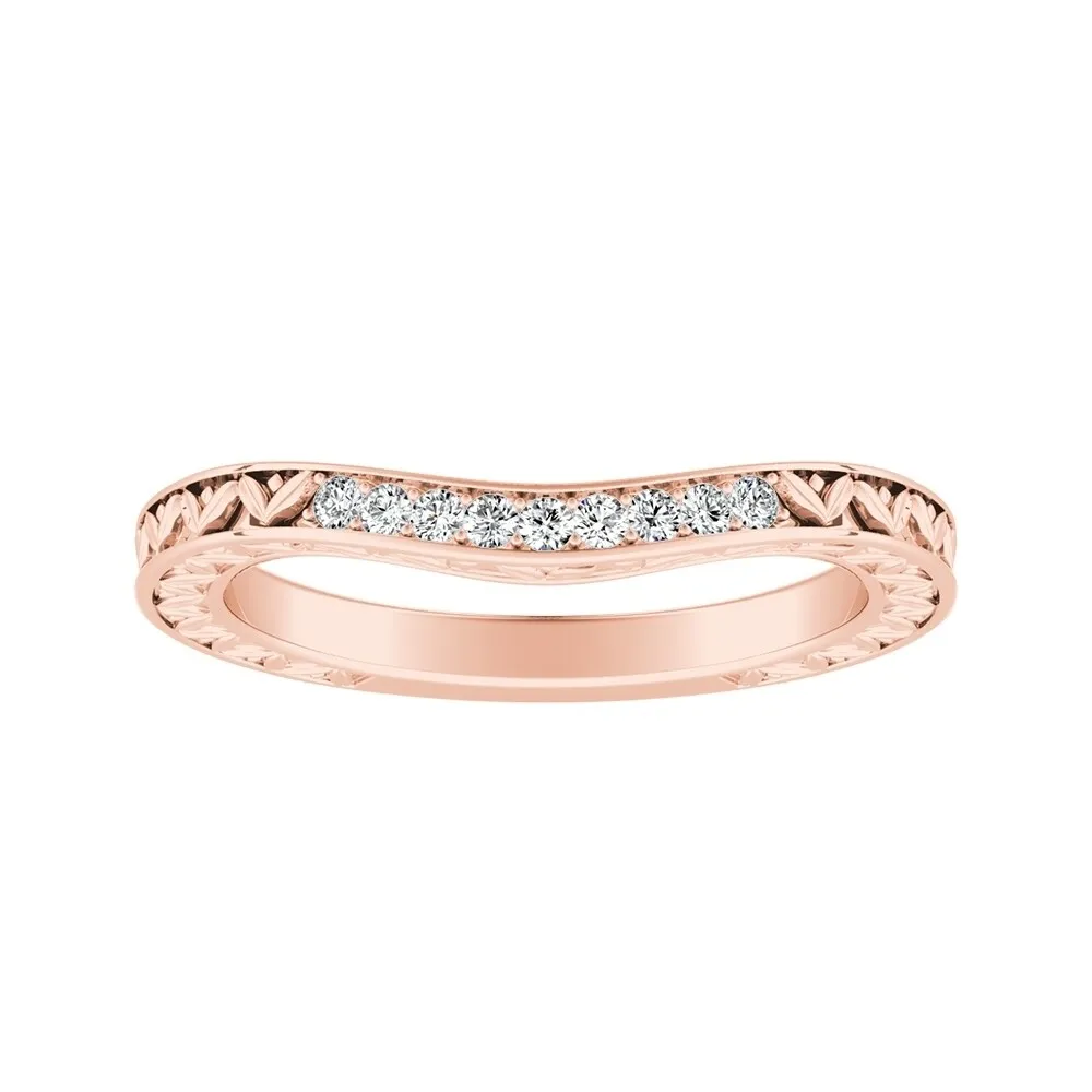 Auriya 0.09ctw Vintage Curved Diamond Wedding Band 14k Gold sold by Zulily product image thumbnail 3