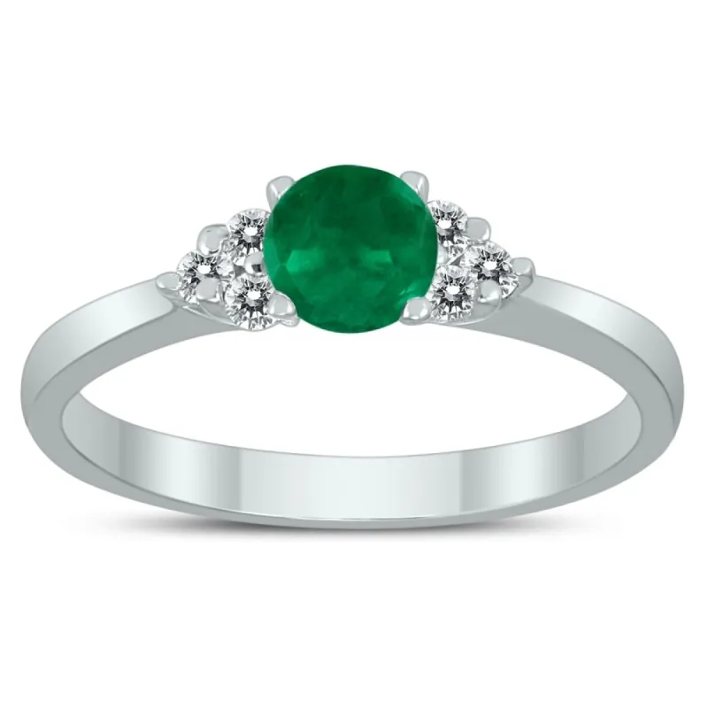 4MM Emerald and Diamond Cynthia Ring in 10K White Gold sold by Zulily