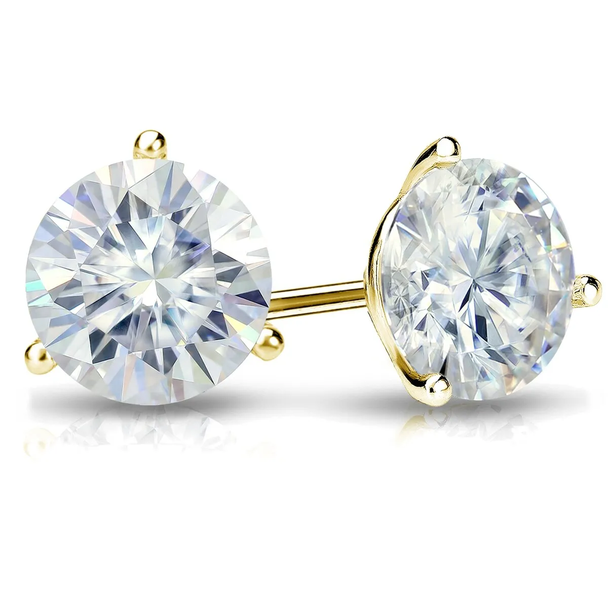 Auriya 2ctw Round Moissanite Stud Earrings 18k Gold Martini-set - 6.5 mm sold by Zulily product image thumbnail 2