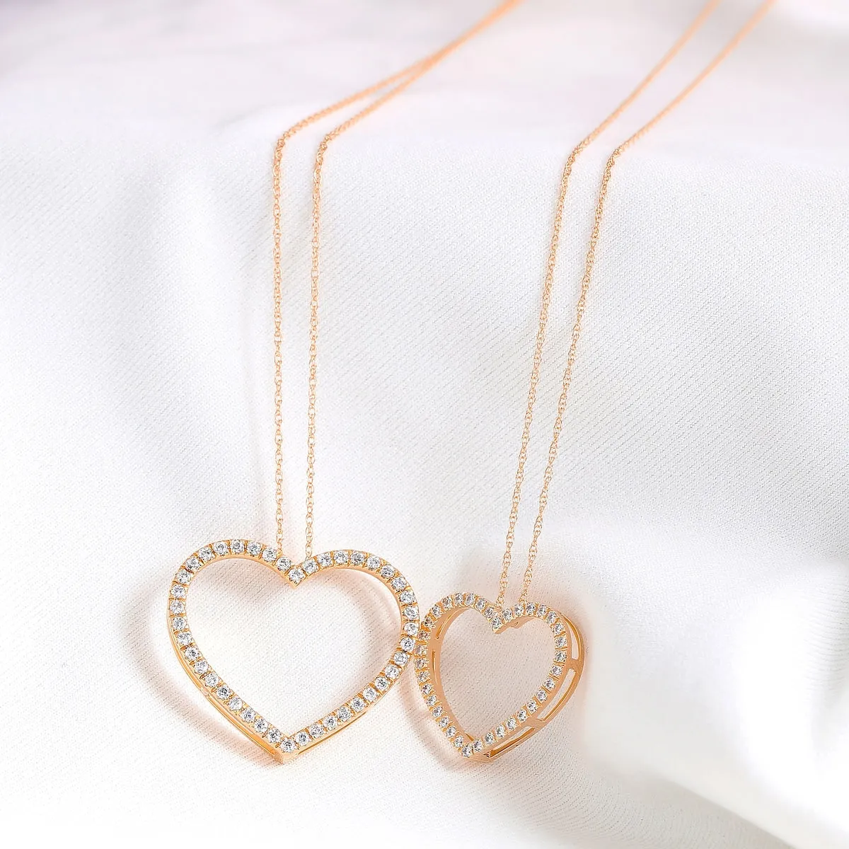 1/6ct - 1/2ct TDW Diamond Open Heart Necklace in 14k Gold by De Couer sold by Zulily