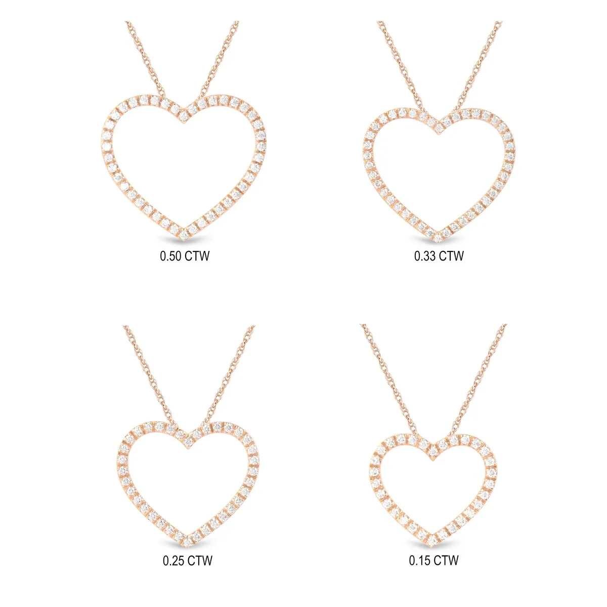 1/6ct - 1/2ct TDW Diamond Open Heart Necklace in 14k Gold by De Couer sold by Zulily product image thumbnail 3