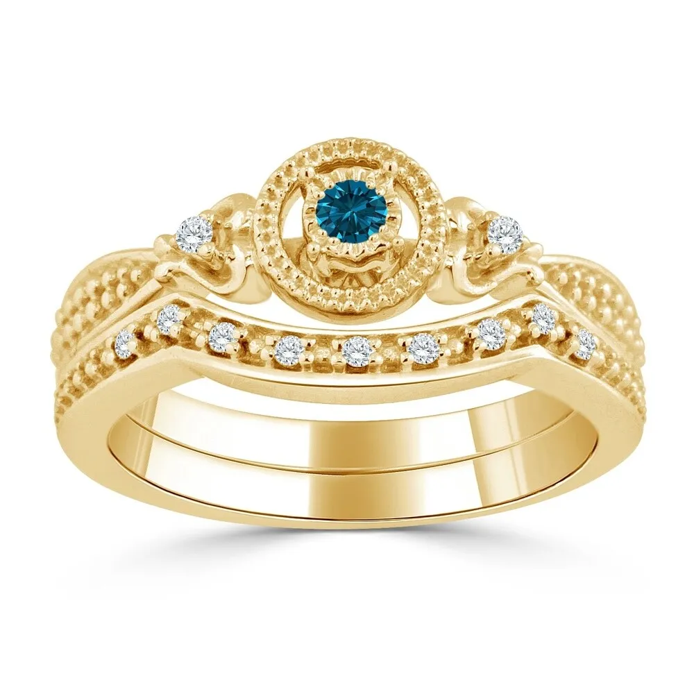 Auriya Round 1/4ctw Blue Diamond Engagement Ring Set 14k Gold sold by Zulily product image thumbnail 2