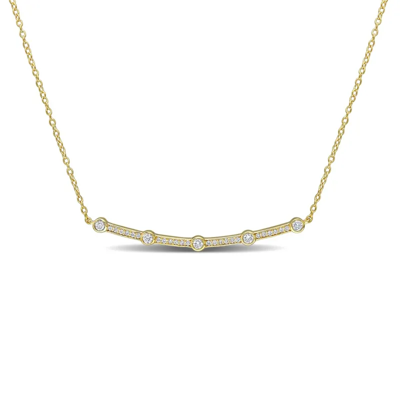 Created Forever by Miadora 1/3ct TDW Lab-Grown Diamond Bar Pendant with Chain in 18k Yellow Micron Silver sold by Zulily