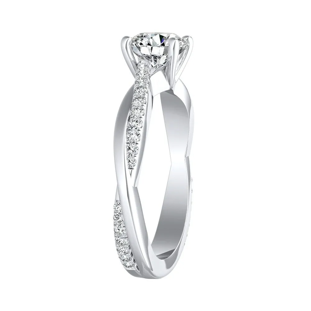 Auriya 14k Gold Twisted Modern 4ct Round Moissanite and 1/5ctw Diamond Engagement Ring sold by Zulily product image thumbnail 4