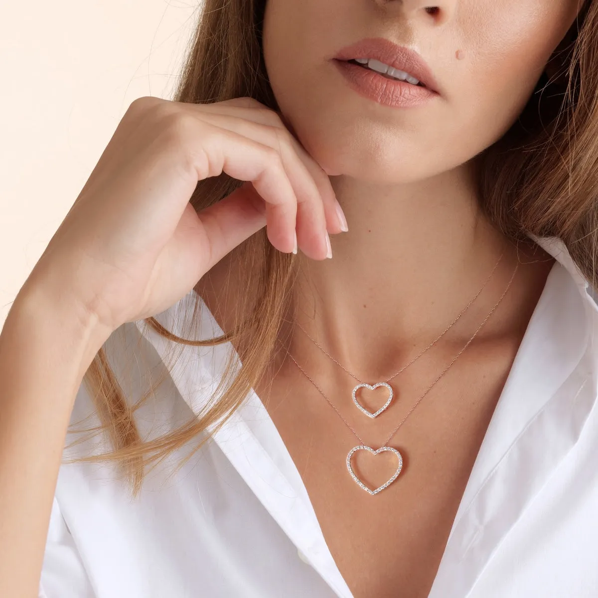 1/6ct - 1/2ct TDW Diamond Open Heart Necklace in 14k Gold by De Couer sold by Zulily product image thumbnail 2