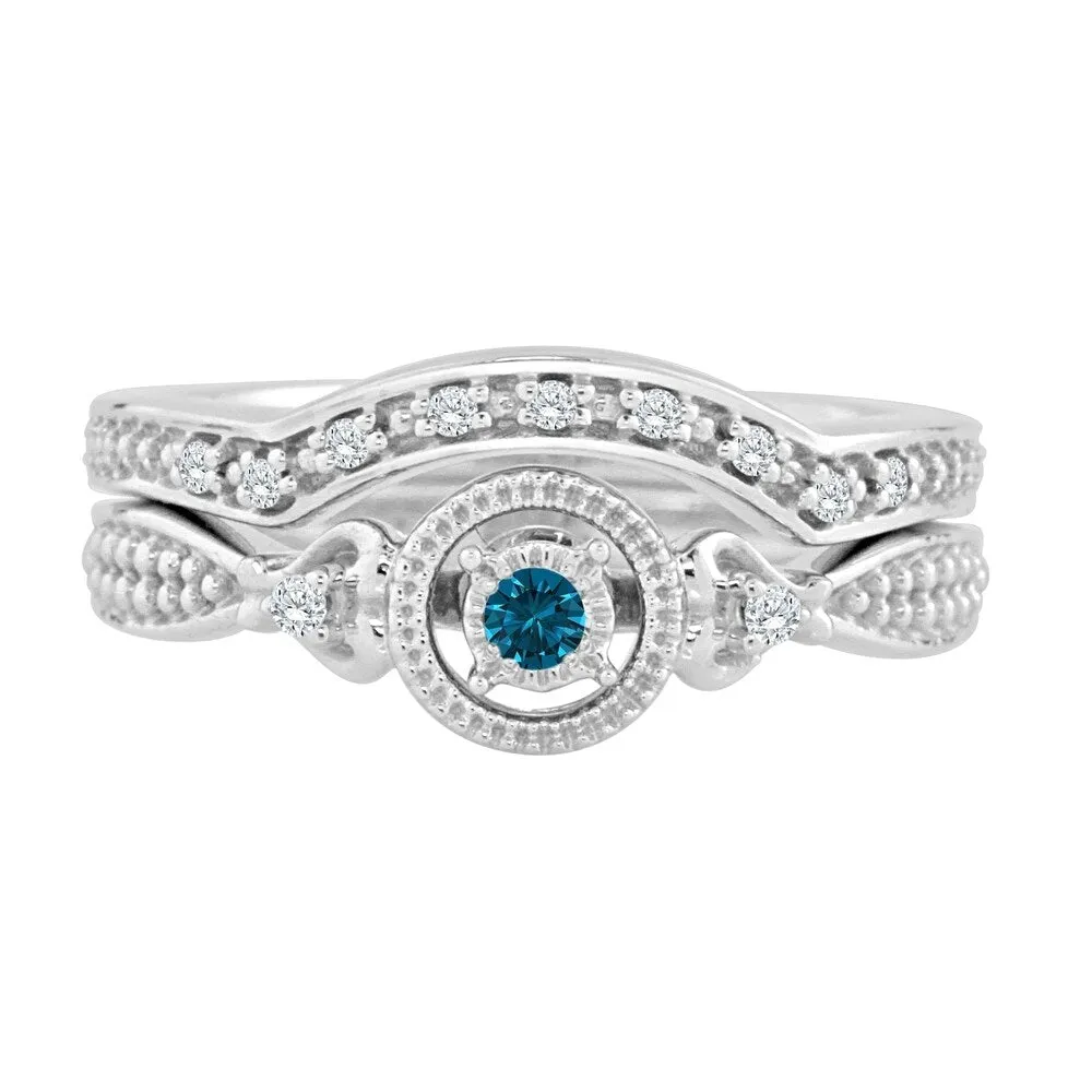 Auriya Round 1/4ctw Blue Diamond Engagement Ring Set 14k Gold sold by Zulily product image thumbnail 4