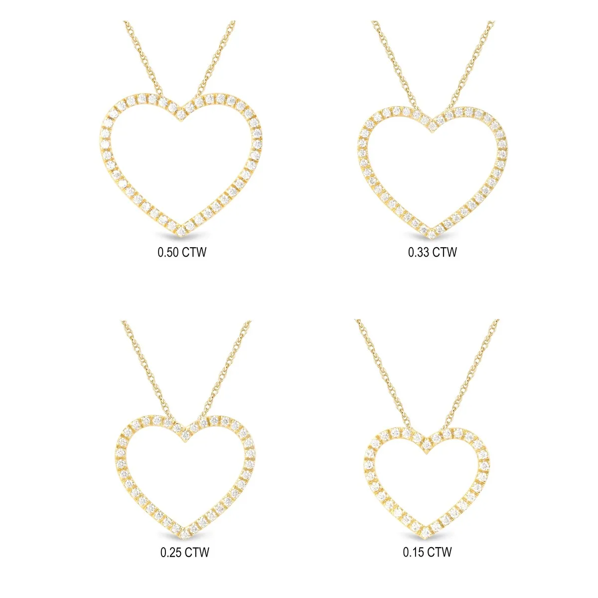 1/6ct - 1/2ct TDW Diamond Open Heart Necklace in 14k Gold by De Couer sold by Zulily product image thumbnail 5