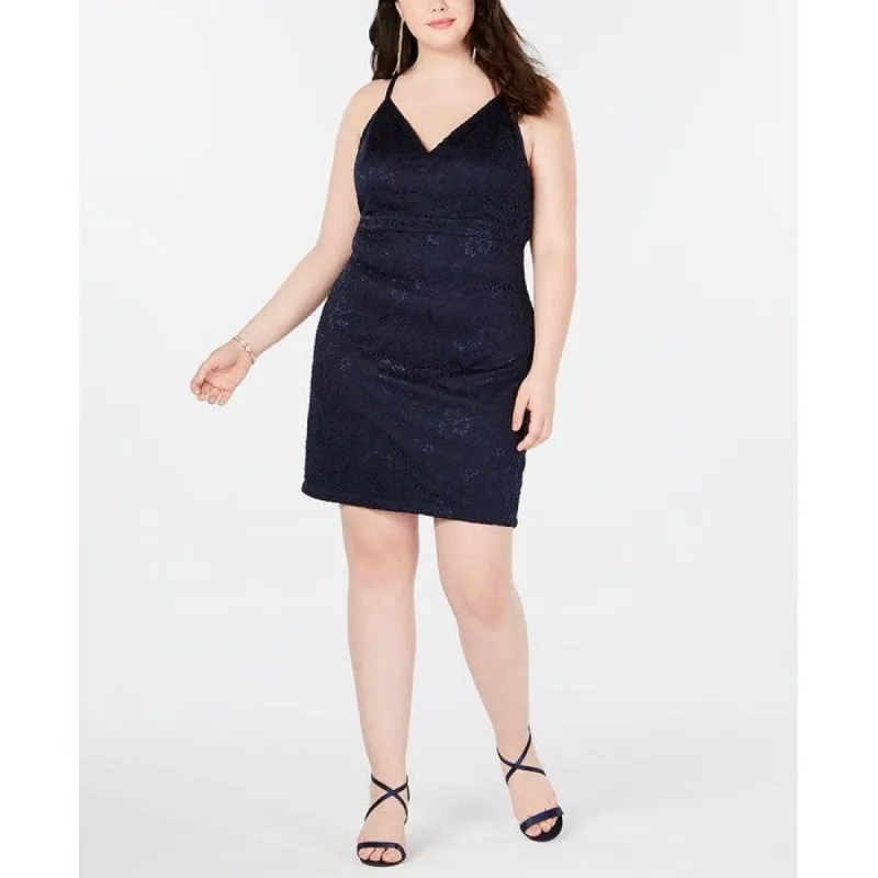 Emerald Sundae Women's Plus Lace Racerback Bodycon Dress Blue Size -2X sold by Zulily