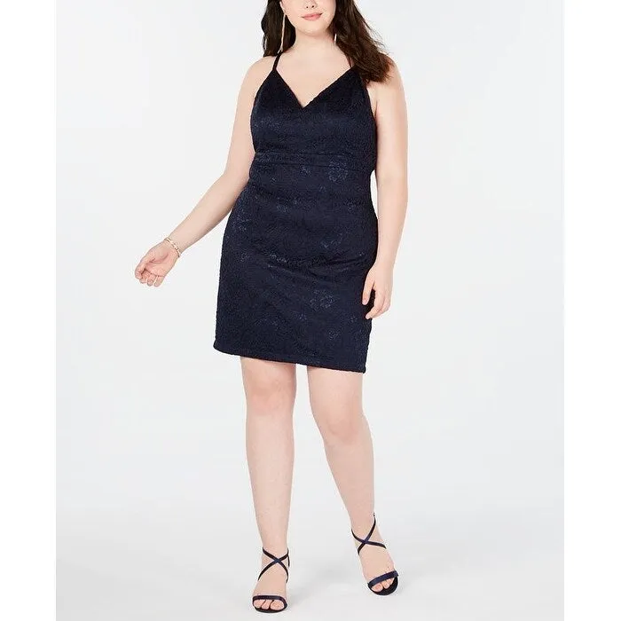 Emerald Sundae Women's Plus Lace Racerback Bodycon Dress Blue Size -2X sold by Zulily