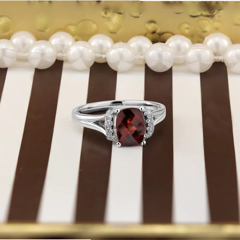 Auriya 1 3/4ct Modern Cushion-cut Garnet and Diamond Engagement Ring 1/4ctw 14k Gold sold by Zulily