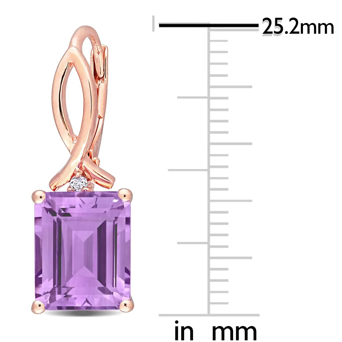 Miadora Sterling Silver Octagon-cut Rose de France & White Topaz Drop Leverback Earrings - 25.2 mm x 8.2 mm x 10.5 mm sold by Zulily product image thumbnail 2