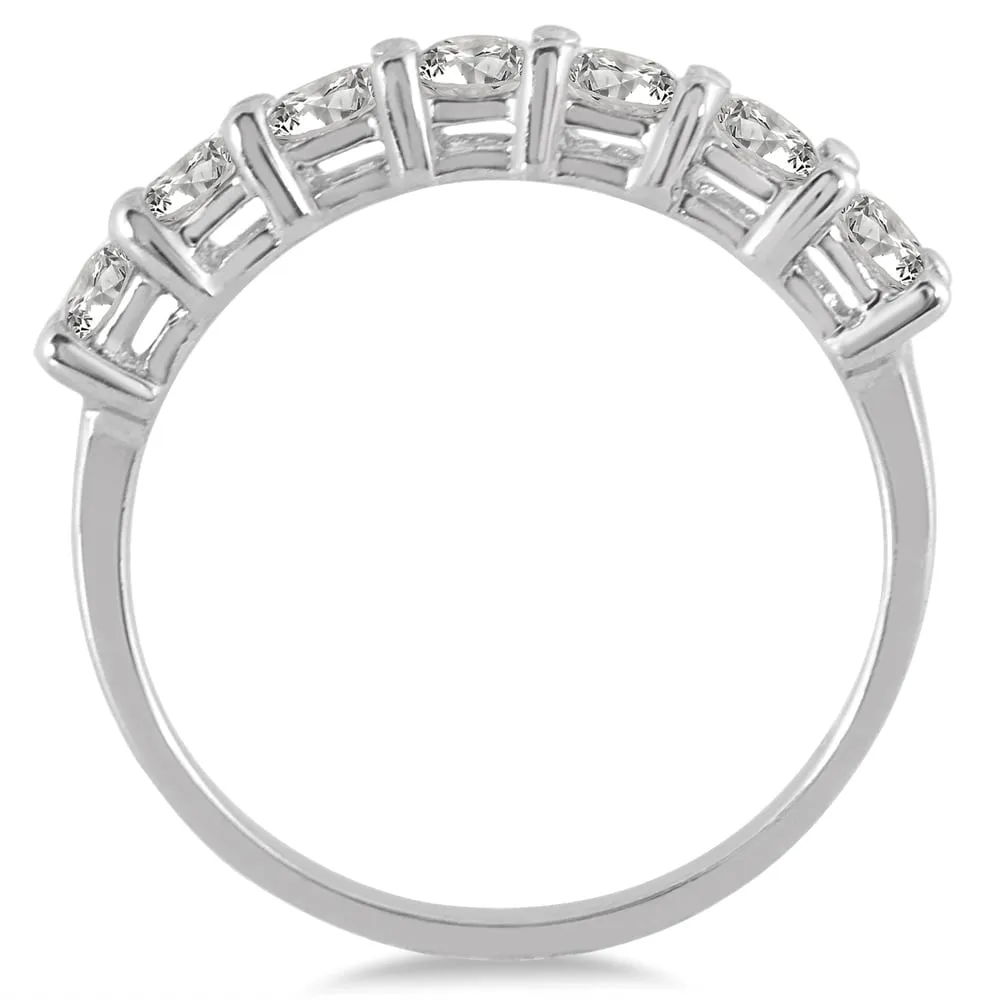 Marquee Jewels 14k White Gold 1ct TDW 7-Stone Diamond Wedding Band (J-K, I2-I3) - White J-K sold by Zulily product image thumbnail 2