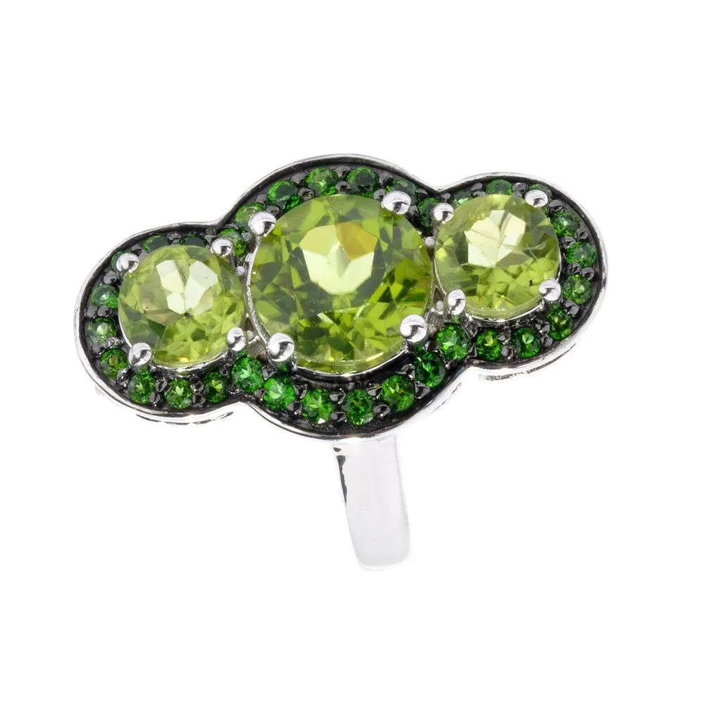 Sterling Silver Choice Gemstone Three Stone Halo Ring sold by Zulily product image thumbnail 4