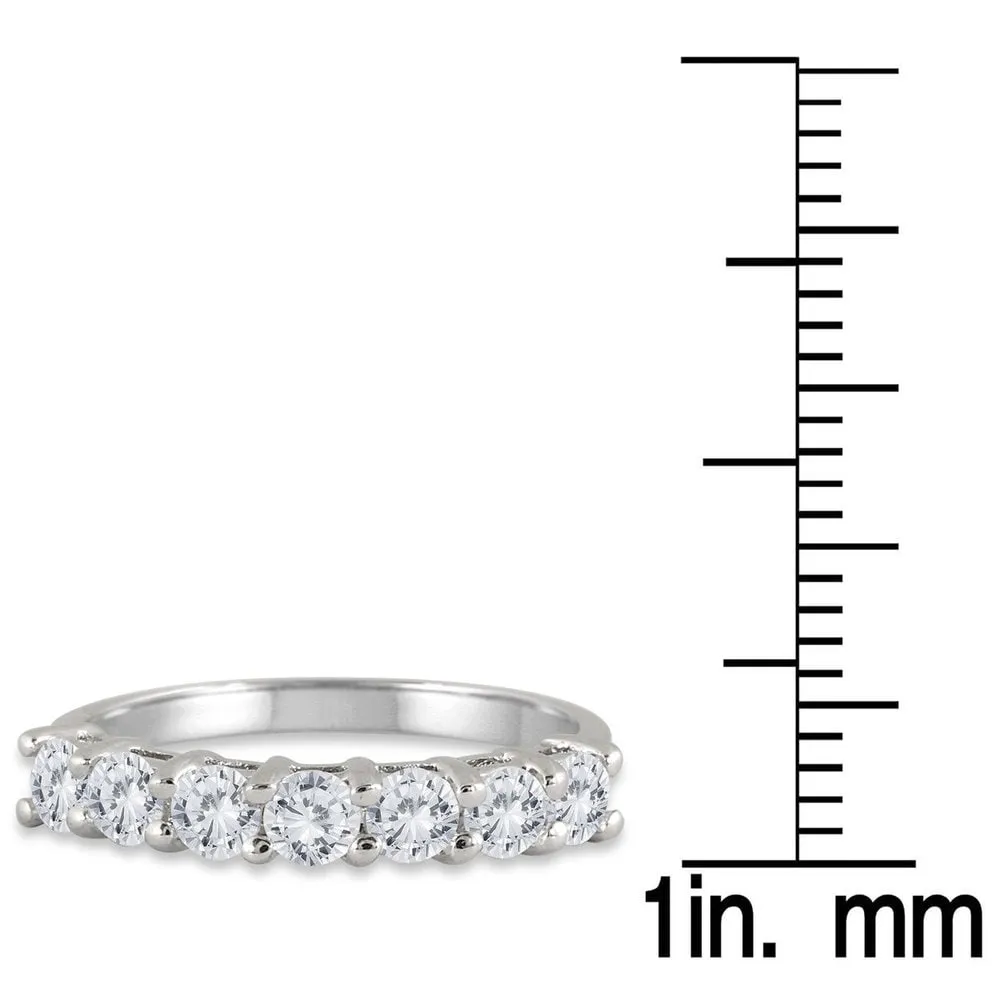 Marquee Jewels 14k White Gold 1ct TDW 7-Stone Diamond Wedding Band (J-K, I2-I3) - White J-K sold by Zulily product image thumbnail 3