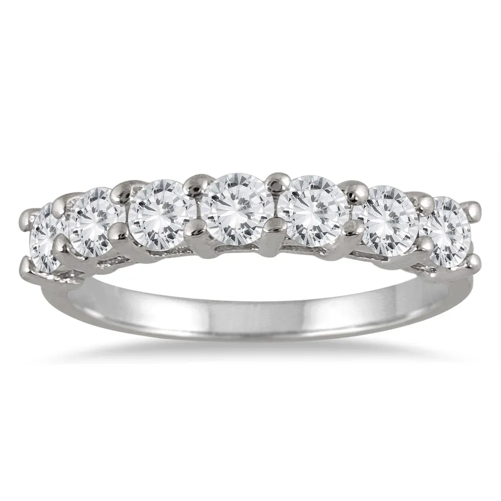 Marquee Jewels 14k White Gold 1ct TDW 7-Stone Diamond Wedding Band (J-K, I2-I3) - White J-K sold by Zulily