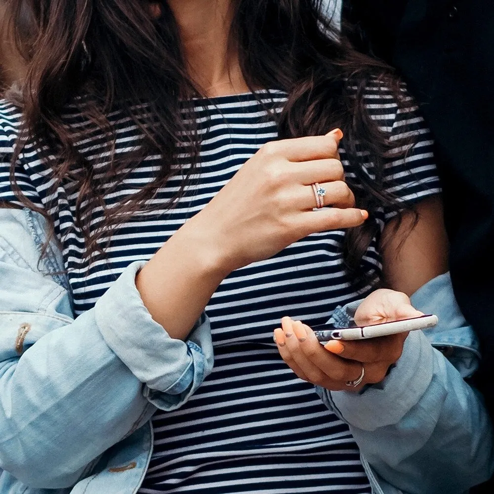 Miadora Signature Collection 10k Rose Gold 1/3ct TDW Diamond and Aquamarine Bridal Ring Set (G-H, I2 sold by Zulily product image thumbnail 4