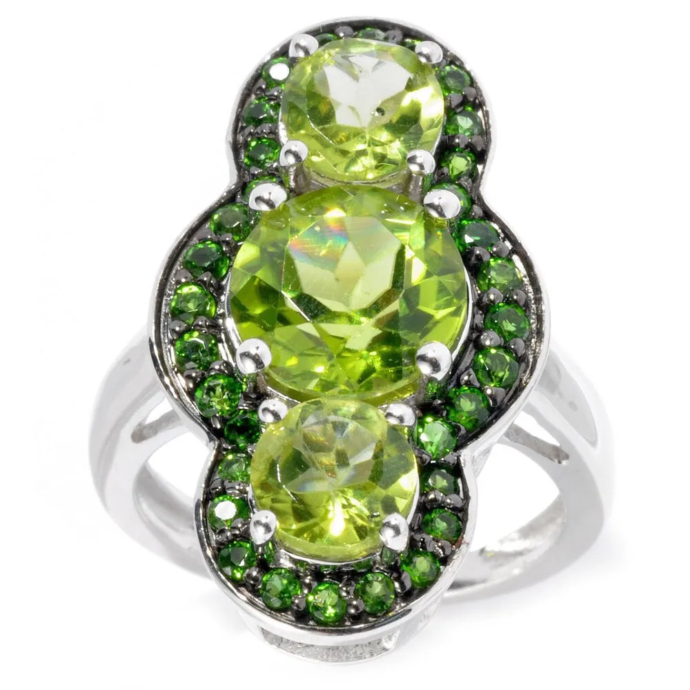 Sterling Silver Choice Gemstone Three Stone Halo Ring sold by Zulily product image thumbnail 2