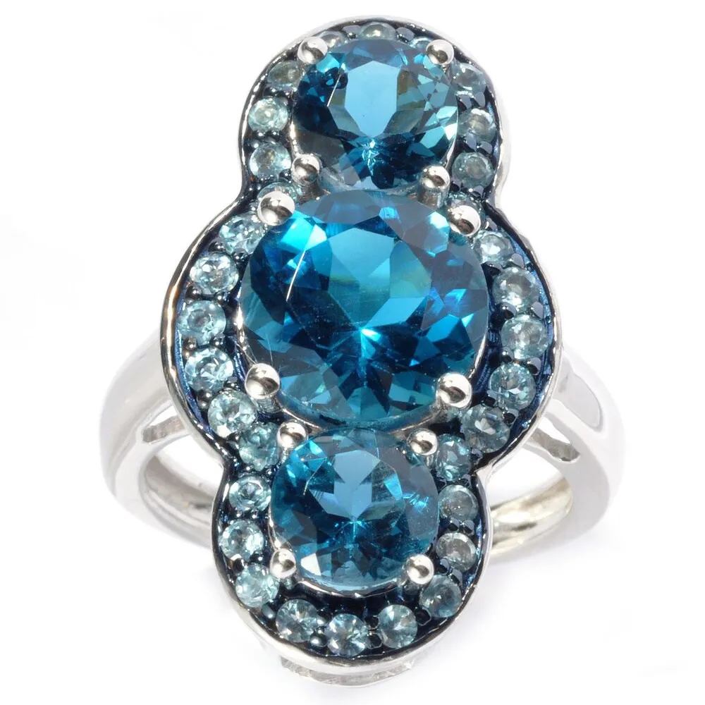 Sterling Silver Choice Gemstone Three Stone Halo Ring sold by Zulily