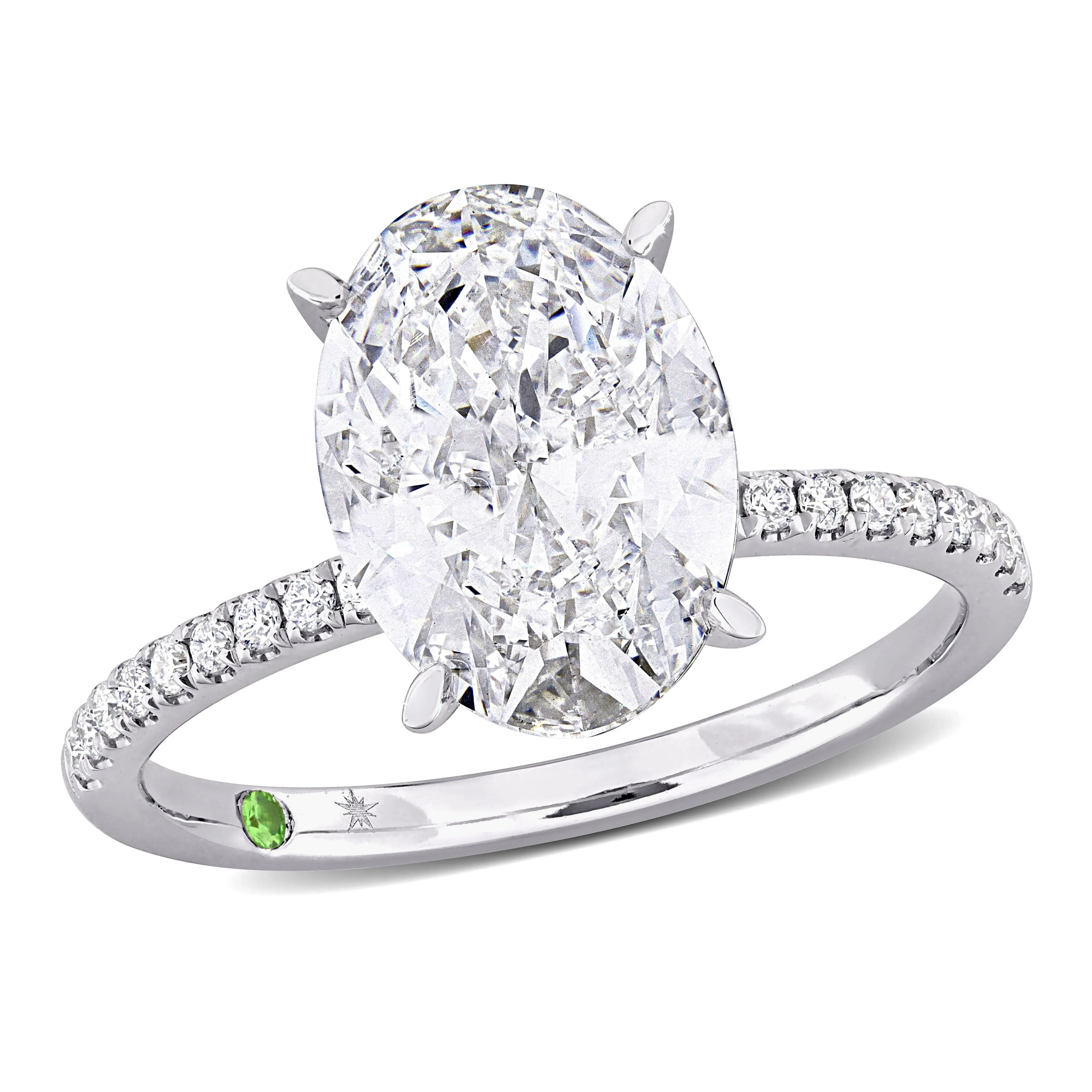 Created Forever 3 1/6ct TDW Oval-Cut Lab-Grown Diamonds and Tsavorite Accent Ring in 14k White Gold sold by Zulily