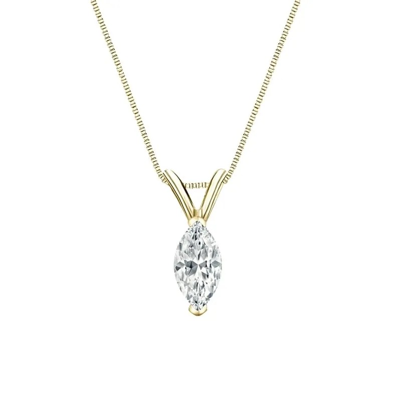 Auriya 14-karat Gold 0.38ctw Marquise Solitaire Lab Grown Diamond Necklace V-End Prong (H-I VS) - 0.38 sold by Zulily product image thumbnail 4