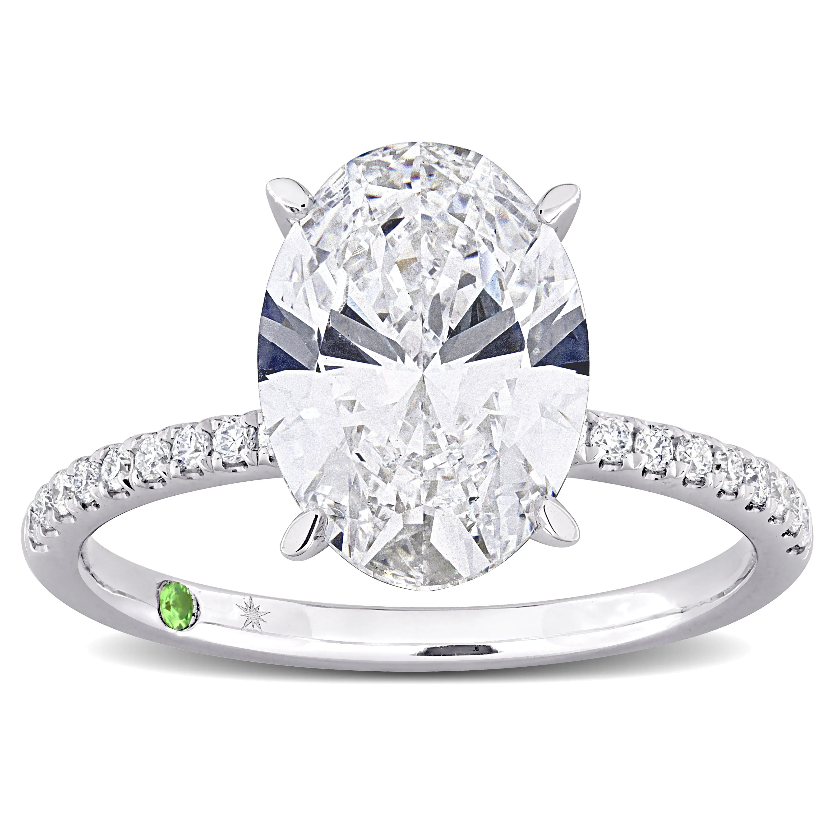 Created Forever 3 1/6ct TDW Oval-Cut Lab-Grown Diamonds and Tsavorite Accent Ring in 14k White Gold sold by Zulily product image thumbnail 2