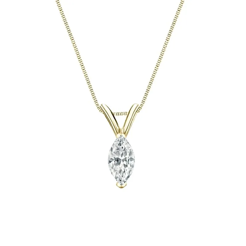 Auriya 14-karat Gold 0.38ctw Marquise Solitaire Lab Grown Diamond Necklace V-End Prong (H-I VS) - 0.38 sold by Zulily product image thumbnail 2