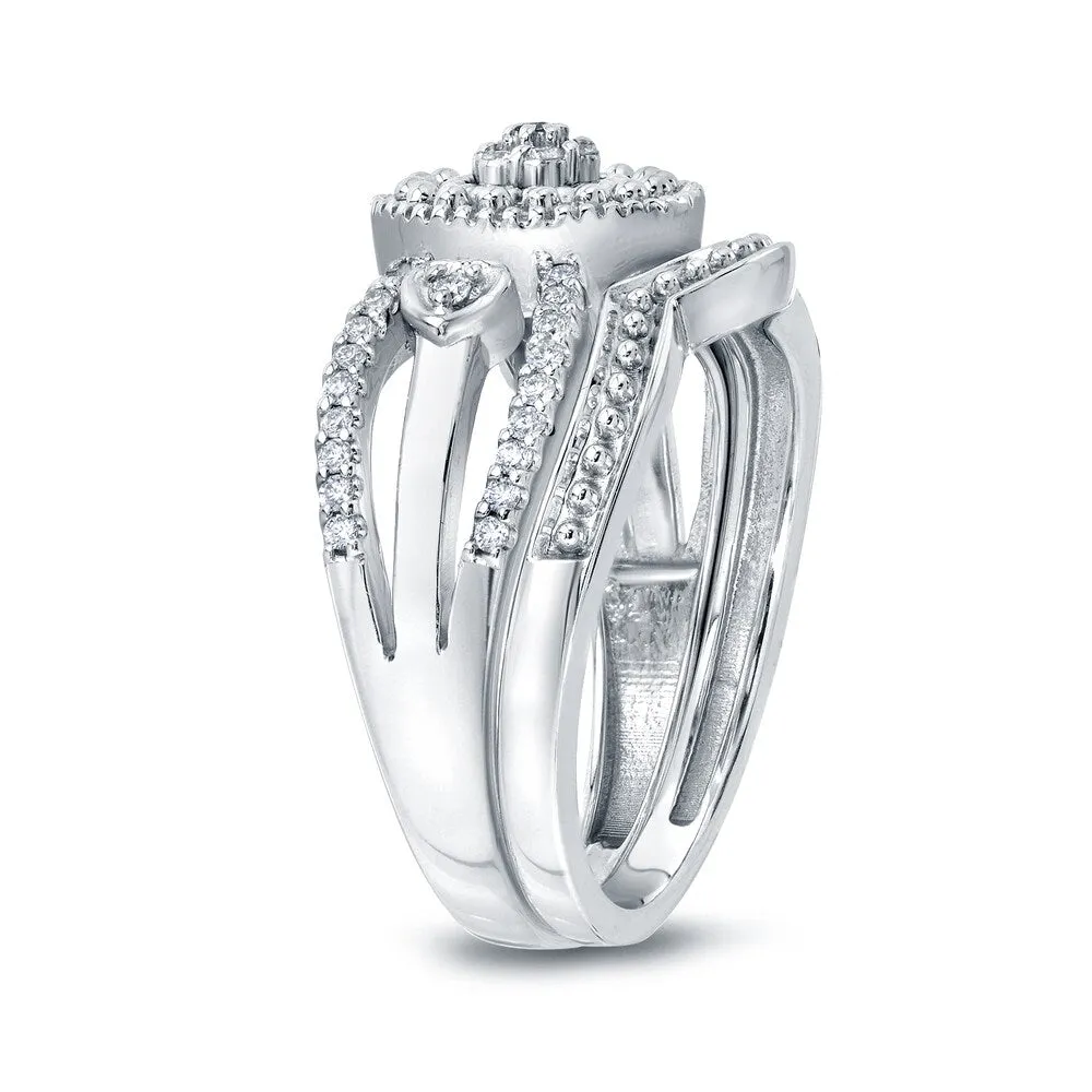 Auriya 1/4ctw Heart Shaped Halo Diamond Engagement Ring Set 14k Gold sold by Zulily product image thumbnail 5