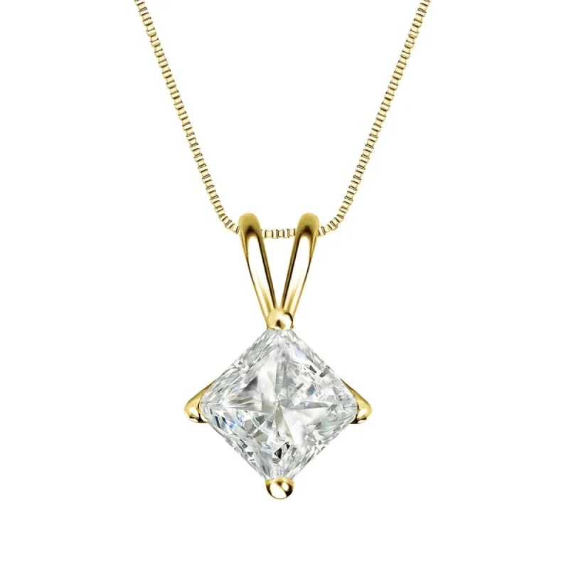 Auriya 1ctw Solitaire Princess-cut Diamond Necklace 14k Gold sold by Zulily