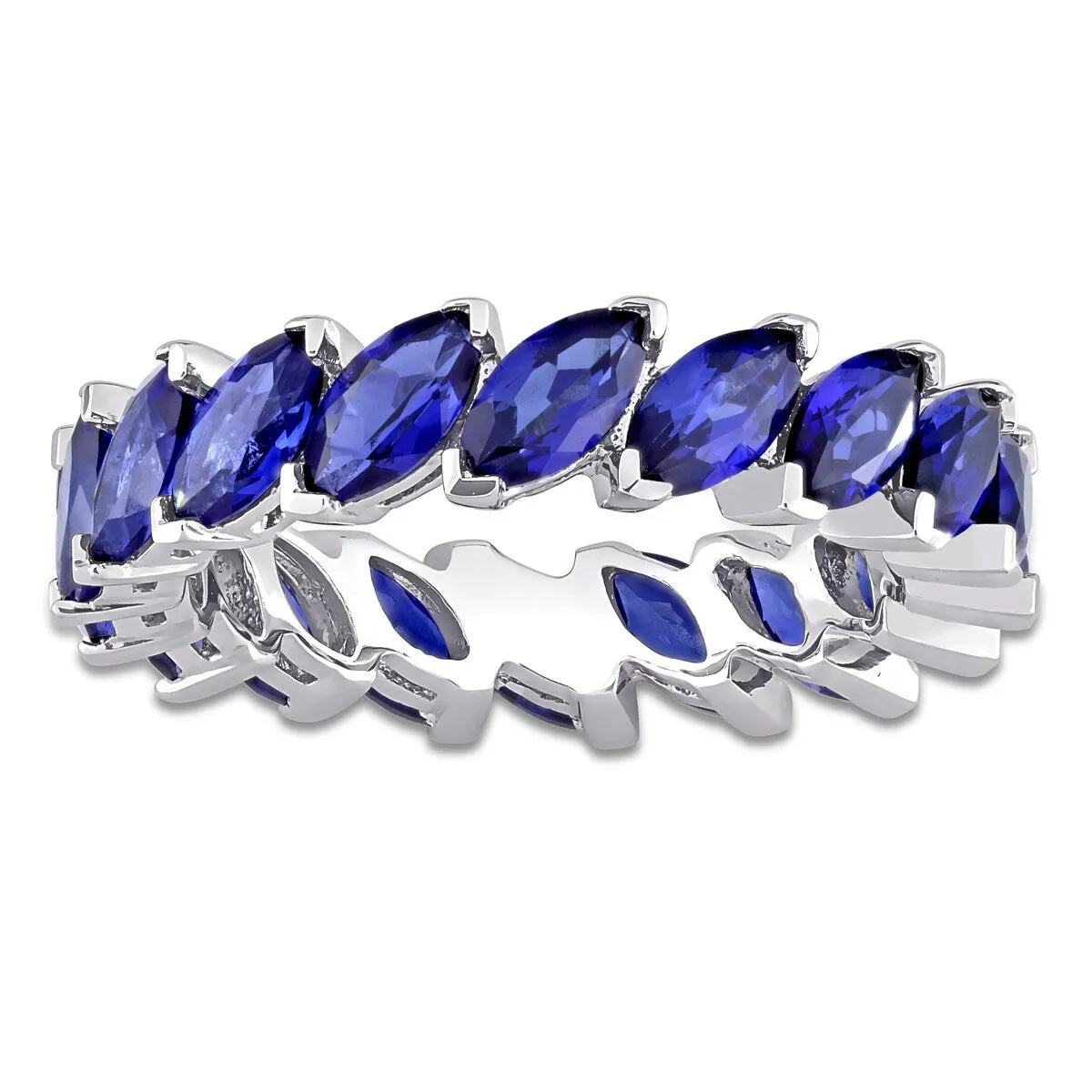 Miadora Marquise-cut Created Blue Sapphire Full-Eternity Band in 14k White Gold sold by Zulily product image thumbnail 3
