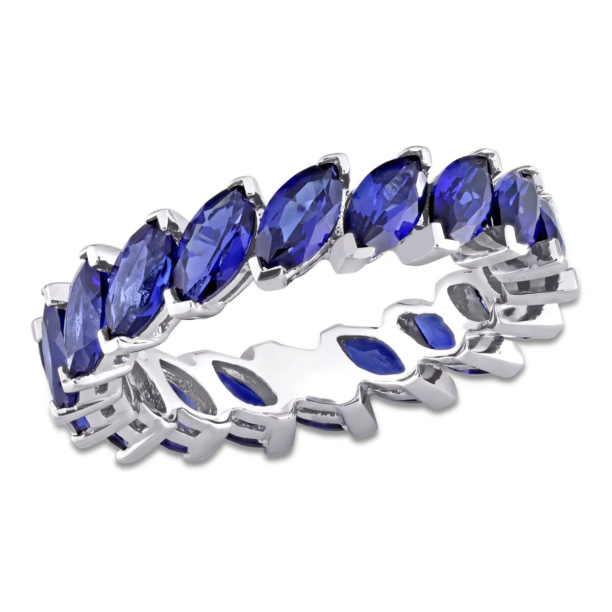Miadora Marquise-cut Created Blue Sapphire Full-Eternity Band in 14k White Gold sold by Zulily product image thumbnail 2