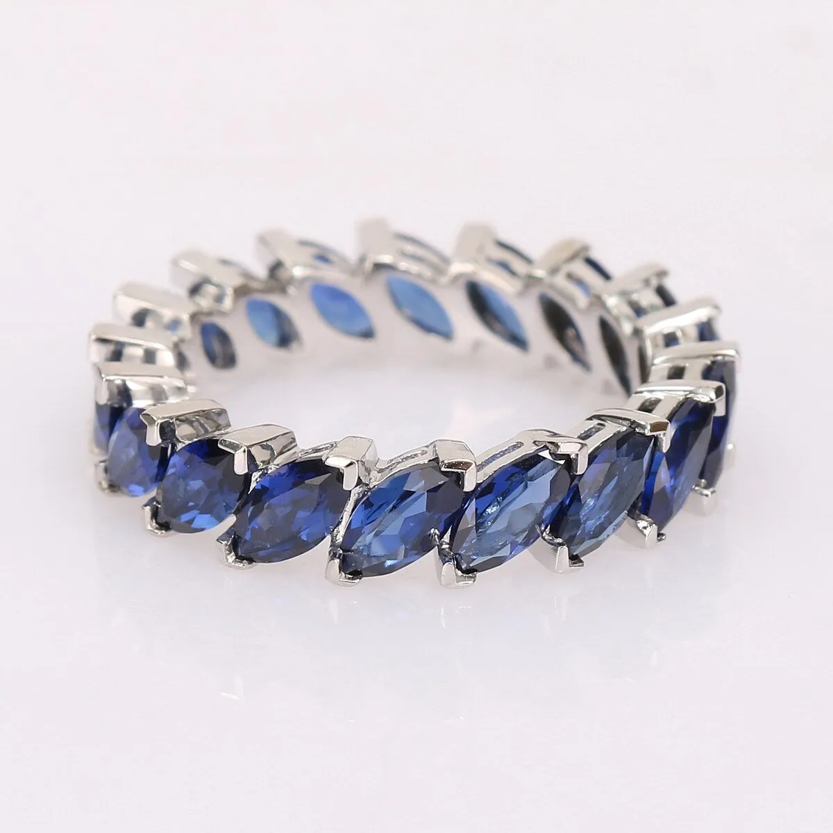 Miadora Marquise-cut Created Blue Sapphire Full-Eternity Band in 14k White Gold sold by Zulily