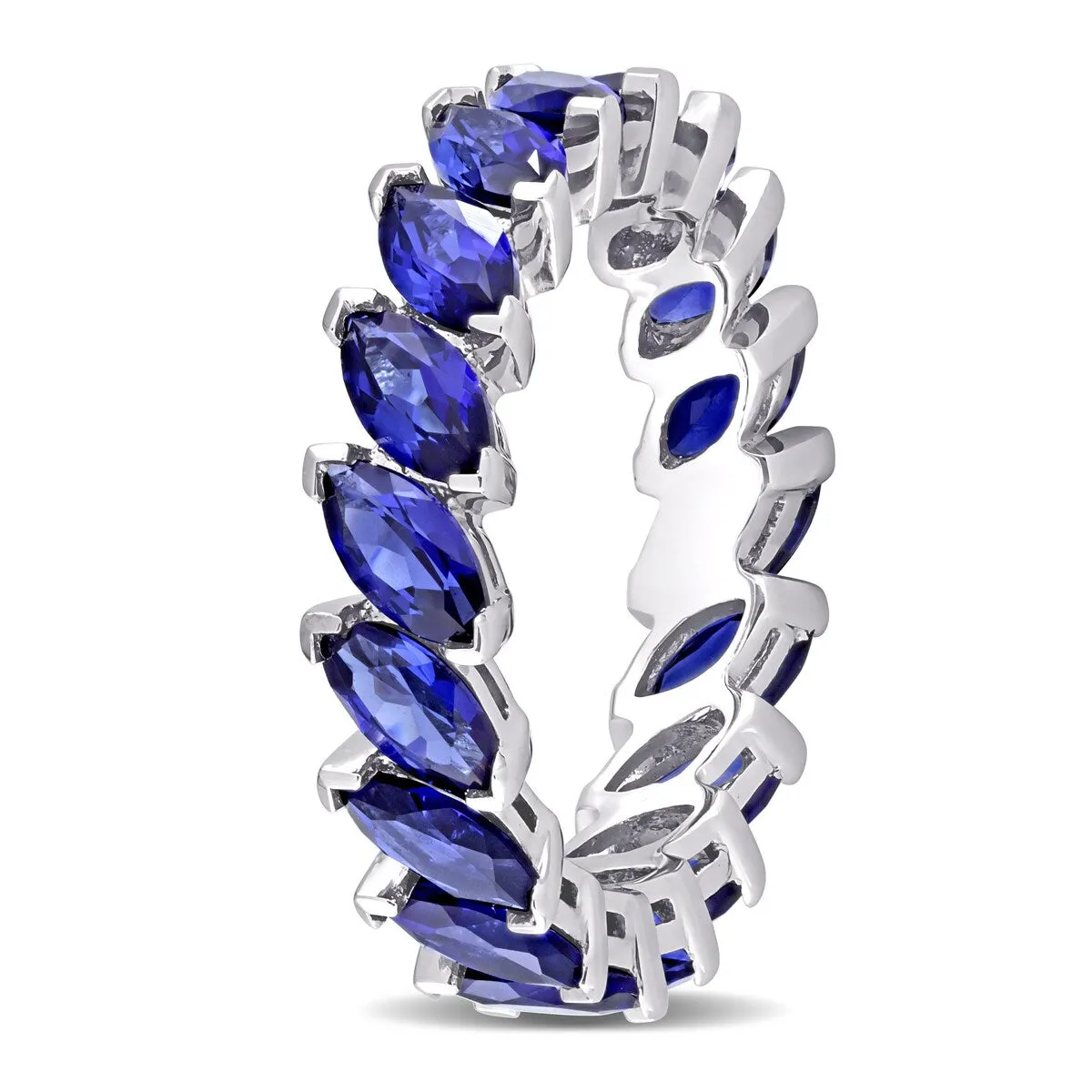 Miadora Marquise-cut Created Blue Sapphire Full-Eternity Band in 14k White Gold sold by Zulily product image thumbnail 4