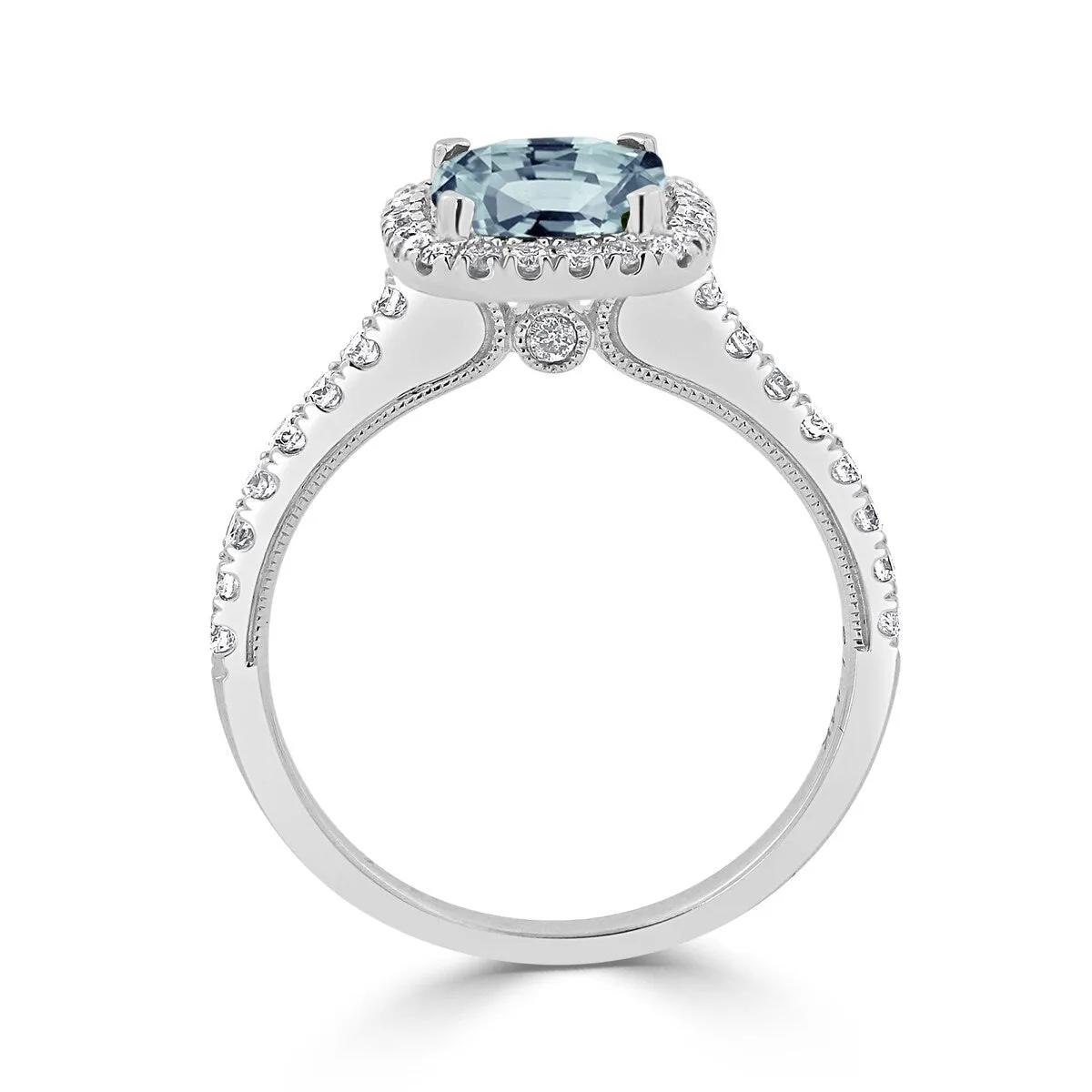 Auriya 1 1/8ct Cushion-cut Aquamarine and Halo Diamond Engagement Ring 3/8ctw 14k Gold sold by Zulily product image thumbnail 5