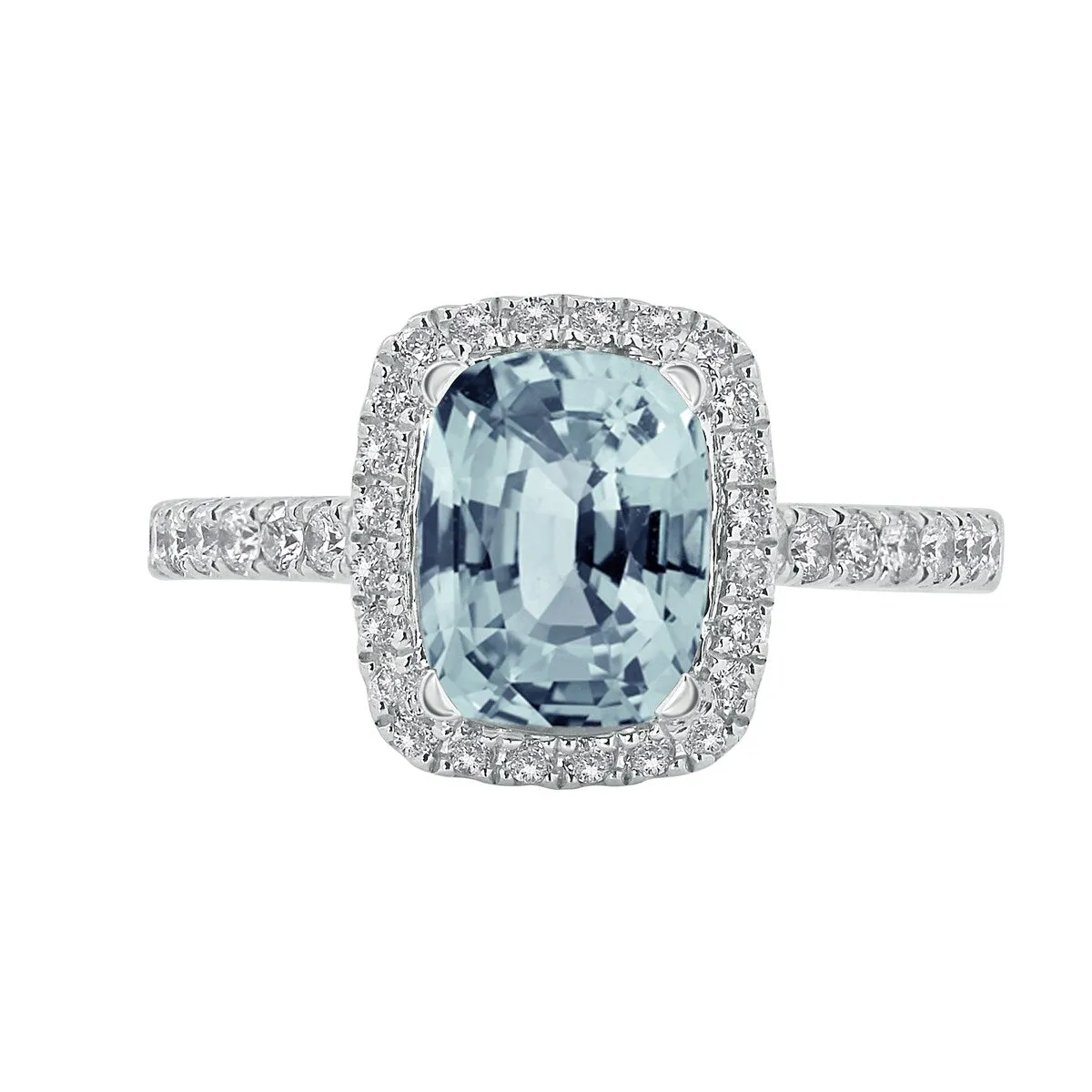 Auriya 1 1/8ct Cushion-cut Aquamarine and Halo Diamond Engagement Ring 3/8ctw 14k Gold sold by Zulily product image thumbnail 2