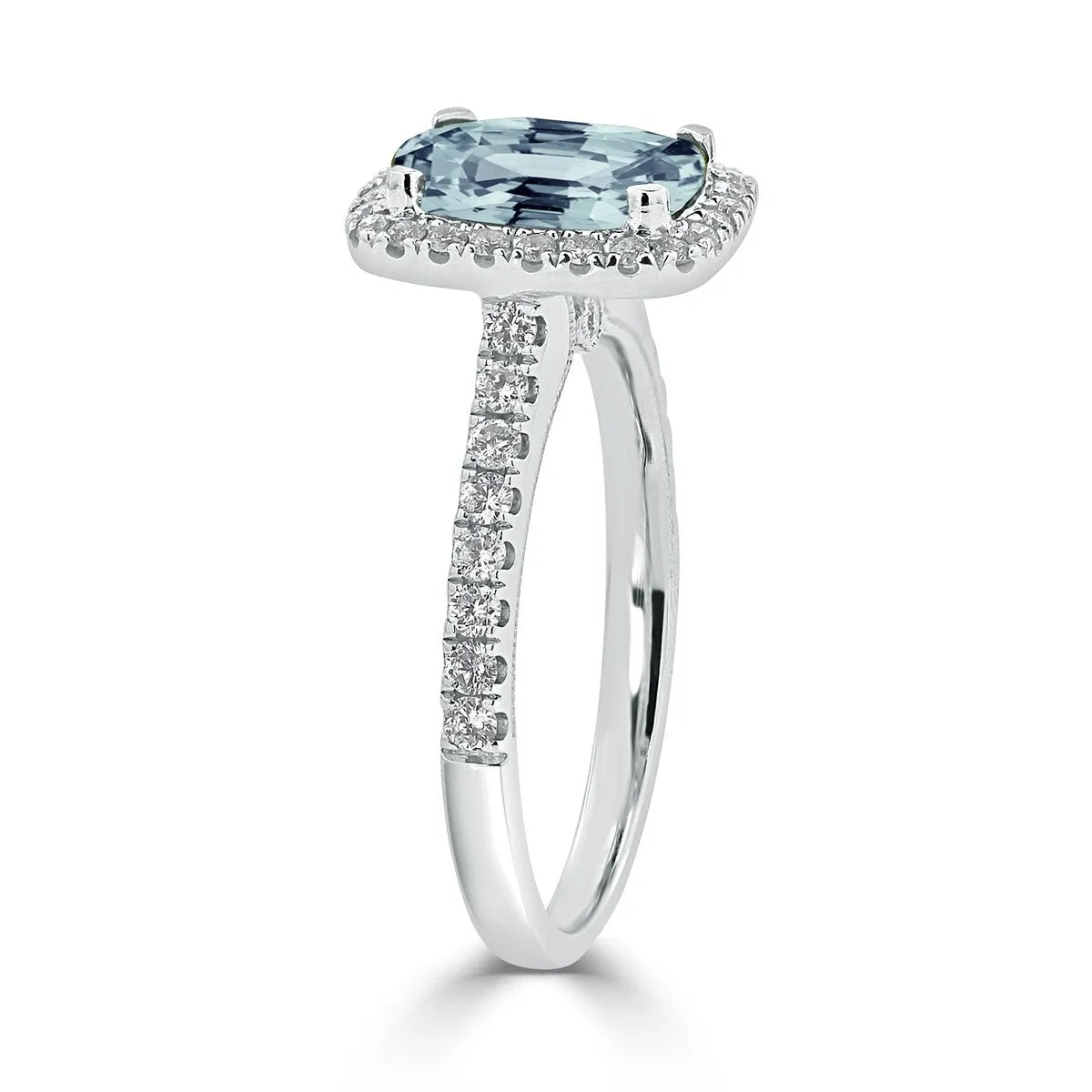 Auriya 1 1/8ct Cushion-cut Aquamarine and Halo Diamond Engagement Ring 3/8ctw 14k Gold sold by Zulily product image thumbnail 4